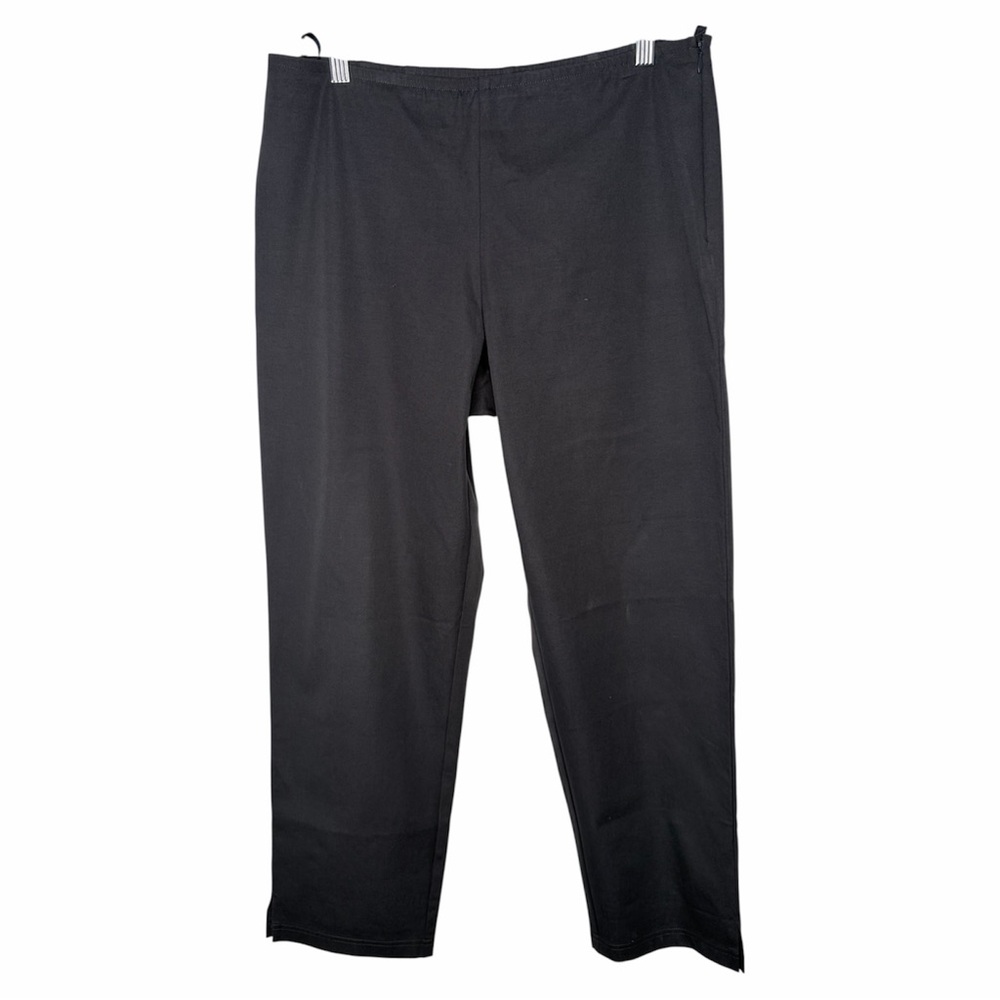 EILEEN FISHER Pants Med Stretch Organic Cotton Twill Tapered Ankle Side Zip Gray